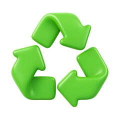 3D recycling symbol icon in green