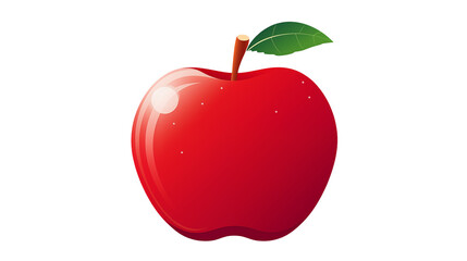 Shiny Red Apple on Transparent Background