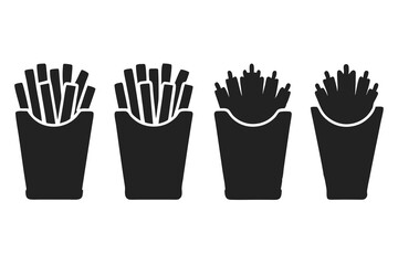set of Fries icon vector silhouette illustration isolated on white background