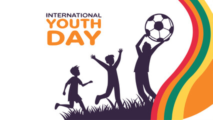Happy International Youth Day Poster with Teen Illustration.eps