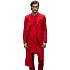  pure red men fashion model from a front view
