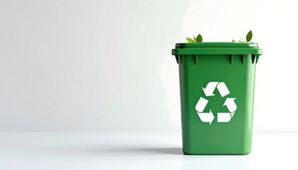 Green recycle bin with plants.