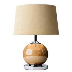 Elegant ceramic table lamp with beige shade and glossy finish for modern home interior, accent decor piece for ambiance transparent background, png