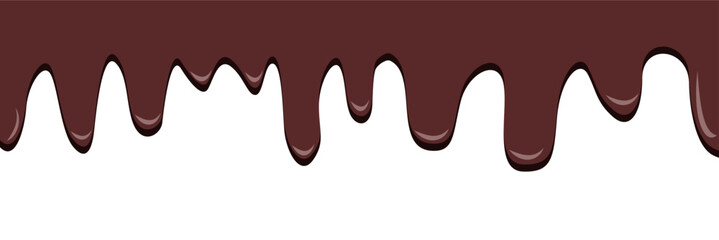 Melted chocolate seamless. Seamless dripping melted dark or milk chocolate. Vector illustration