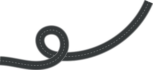 Wavy Curve road. Top view of racetrack. Winding road from top view illustration. Empty highway asphalt road, Ariel View Road, Empty highway black asphalt road with dividing lines.