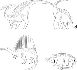 Fototapeta premium Sketches of various types of Dinosaurs-2