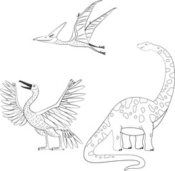 Fototapeta premium Sketches of various types of Dinosaurs-1