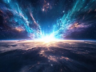Fototapeta premium Cosmic explosion event in space stunning digital art celestial environment immersive perspective for stargazers