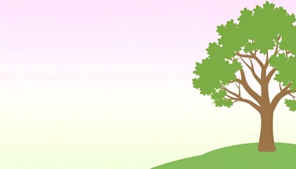 Obraz premium Green tree on hill with pastel sky.