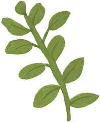 Simple  thick Green Botanical Twig in Soft Style