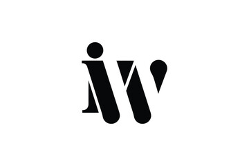 A stylized black and white logo featuring the letters i and w combined