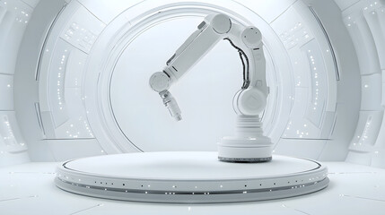 Modern Robotic Arm in Futuristic Setting