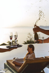 Sunset Champagne Celebration by the Pool