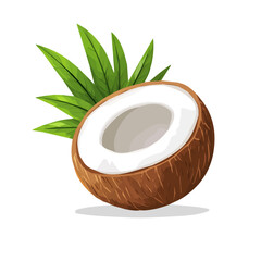 My Simple flat 2D icon, coconut branch isolated on a transparent background, vector, flat design, animation design, simple flat 2D icon, minimalist design, clipart. eps