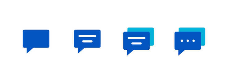Comment icon set. Flat color style.