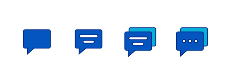 Comment icon set. Lineal color style.