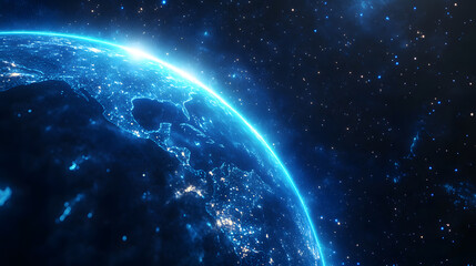 Obraz premium Global Network of Lights in Space