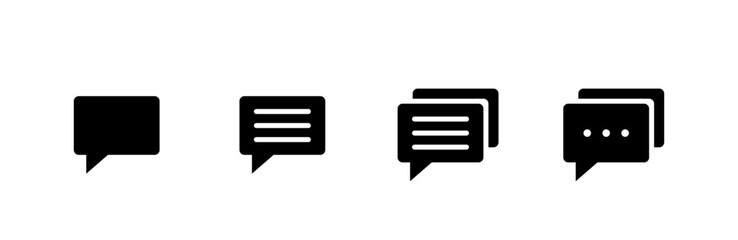 Comment icon set. Filled style.