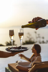 Sunset Champagne Celebration by the Pool