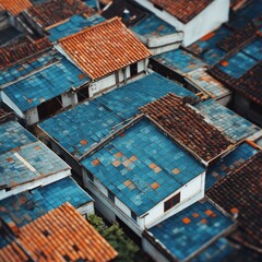 Urban rooftop overview traditional architecture aerial photography cityscape bird's eye view cultural heritage