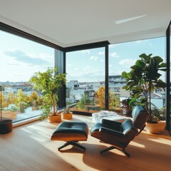 Modern living room design urban apartment interior photography bright environment aesthetic view contemporary style