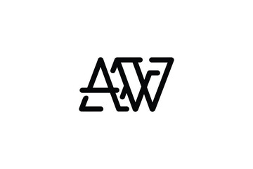 A black and white logo featuring the letters a and w in a stylized form