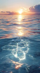 Serene sunset reflection over calm ocean waters nature landscape photography tranquil seascape view