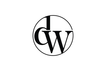A black and white logo featuring the letters c and w inside of a circle