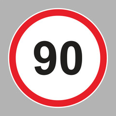 Obraz premium Speed Limit Sign Set. Set of generic speed limit signs with black number and red circle.