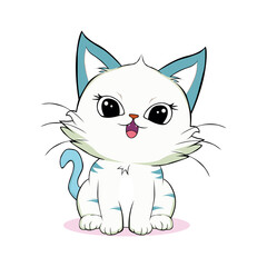 anime cartoon characters cute cats in spring pictures, happy cute, art, animals, kittens, pets, graphics, cats
