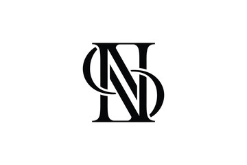 A monogram logo of the letters n and s intertwined in black on white background