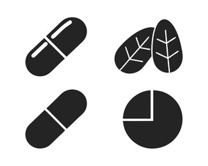 Herbal capsule icon vector silhouette illustration isolated on white background