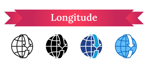 Globe with arrows indicating vertical lines, symbolizing the longitude system used in global navigation