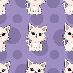 Seamless Pattern with cute cartoon kitty