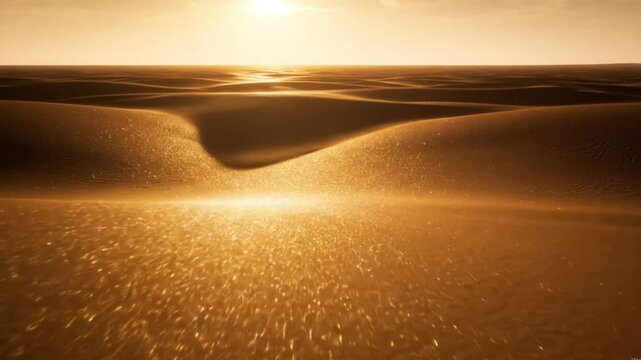 Golden Sand Blowing in Wind During Sandstorm, Slow Motion Footage of Desert Dunes in Harsh Weather Conditions