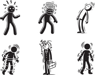 Simple Dizzy Stick Man Vector Illustration in Clean White Style