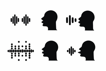 set of human Voice icon vector silhouette illustration isolated on white background