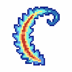 Fototapeta premium Colorful pixel art wave, retro ocean design, vintage sea pattern