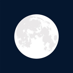 White moon in the bright blue night sky