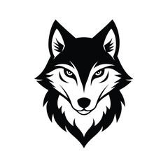 Ink Drawn Wolf Head in Black and White