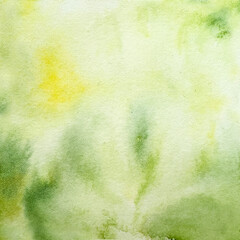 Beautiful green and yellow watercolor background. Watercolor summer spring energy freshness pastel texture of grass. Hand drawn illustration isolated on background. Party invitation, birthday