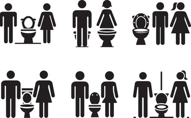Simple Stickman Toilet Icon Vector Illustration on White