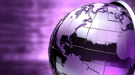 Metallic Purple Globe World Map Digital Art