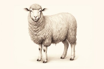 Fototapeta premium Sheep livestock drawing animal.