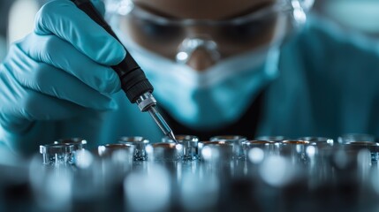 A dedicated scientist meticulously analyzes samples in a lab, showcasing precision tools and a focus on research towards understanding complex biological processes.