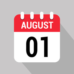 1 august calendar icon vector object design number