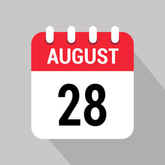28 august calendar icon vector object design number