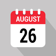 26 august calendar icon vector object design number