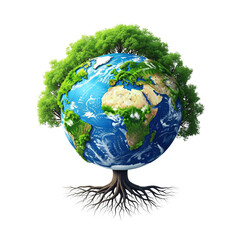 Earth and trees are important elements in environmental conservation and global warming awareness. Perfect for eco-friendly campaigns or sustainability advertisements. Realistic PNG on transparent bac