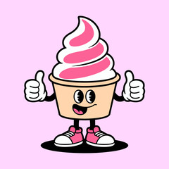 Cute Ice Cream Character Thumbs Up Cartoon